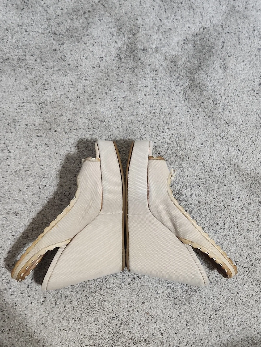 ALAIA CANVAS WOVEN WEDGE CREAM/BROWN SIZE 37/US 6.5